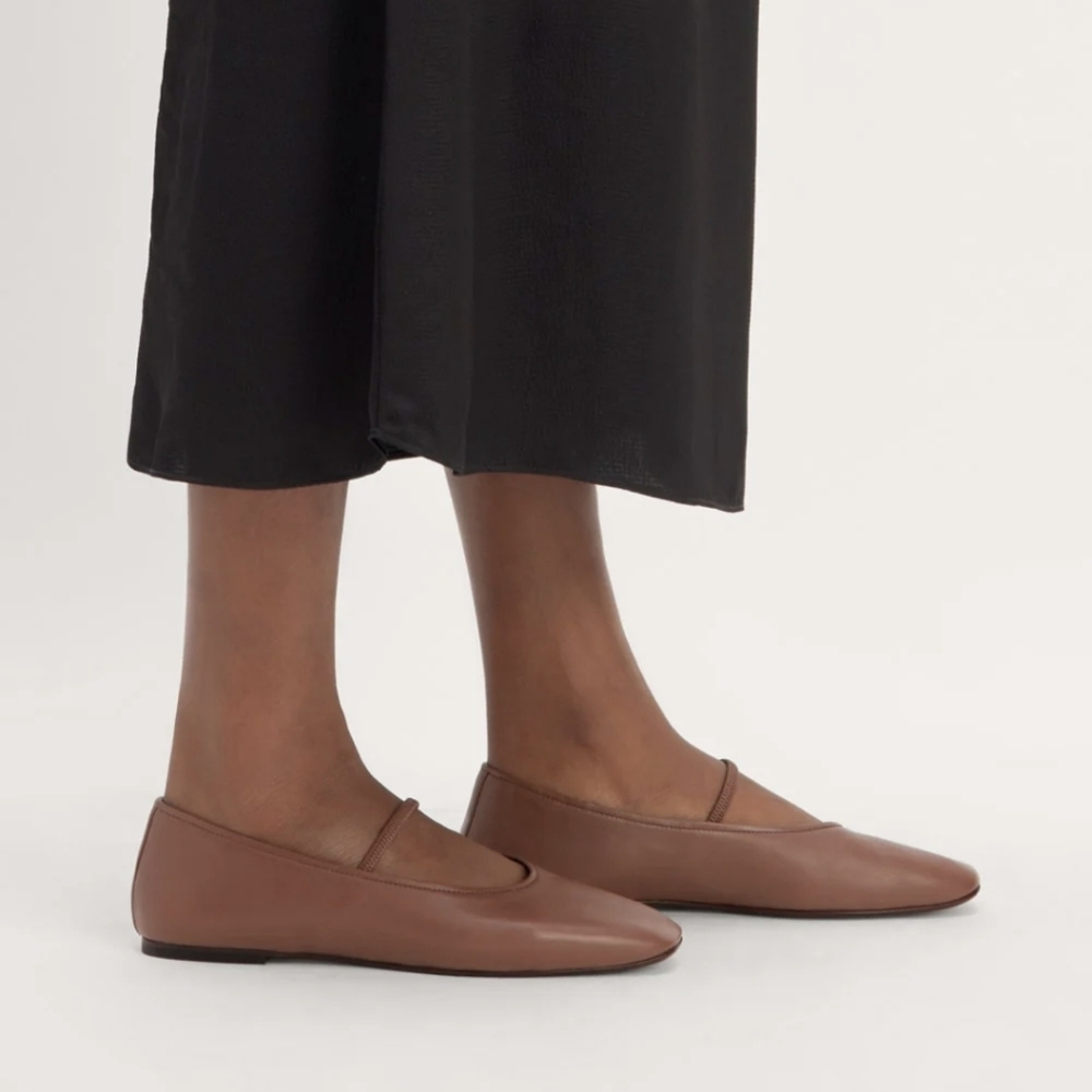 NEW Everlane The Day Mary Jane Rum Brown Leather Slip-On Ballet Flats 8 - Picture 3 of 14